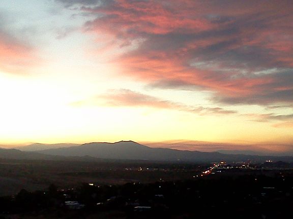 Sunset city view from deck