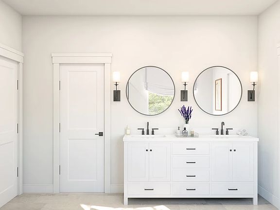 Primary bath with matte black hardware