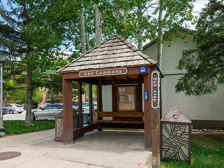 Bus(free) stop in front of building