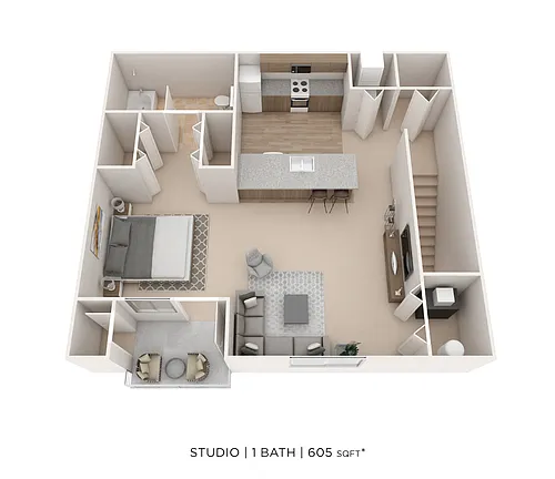 Floor plan Studio - 605 sqft