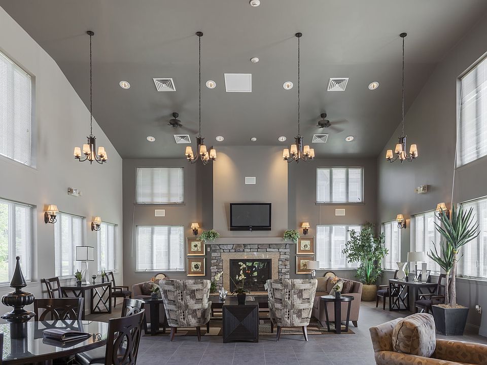 Modern Resident Clubhouse with Lounge Seating and Fireplace
