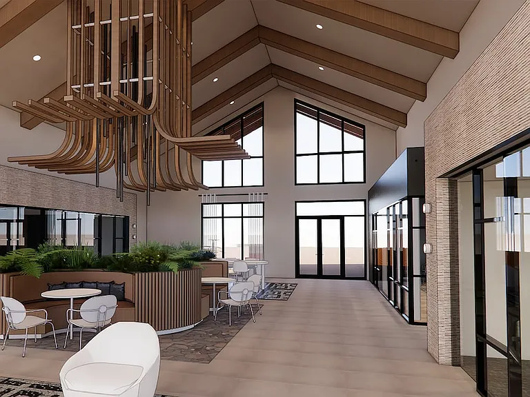 Lounge with multiple seating areas (Rendering)