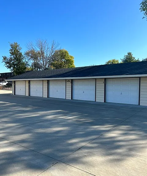 Private extra long garage with storage closet