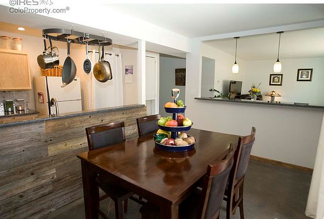 Dining Area with Reclaimed Barn Wood accent wall