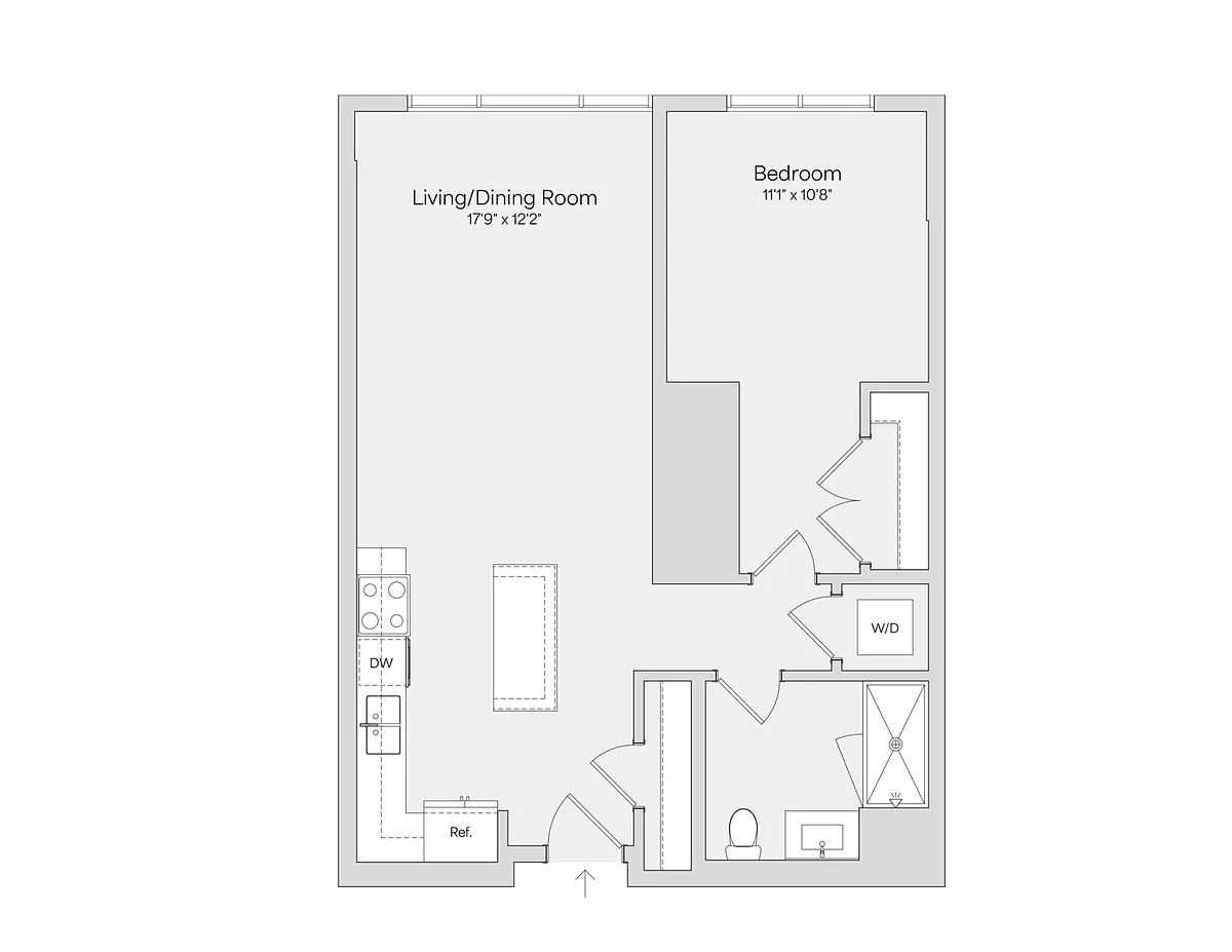 Floor plan 1BR 1BA (783 SF)