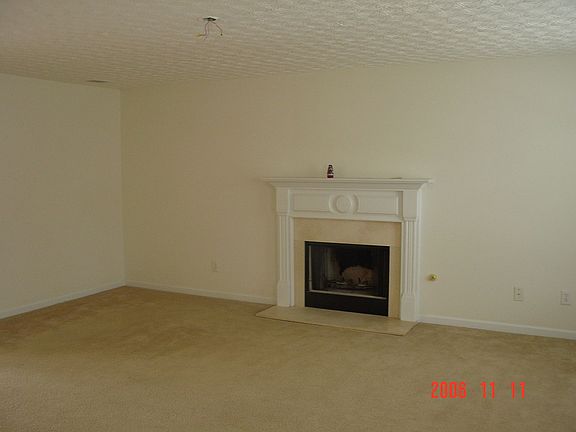 Living room with marble gas-starter fireplace