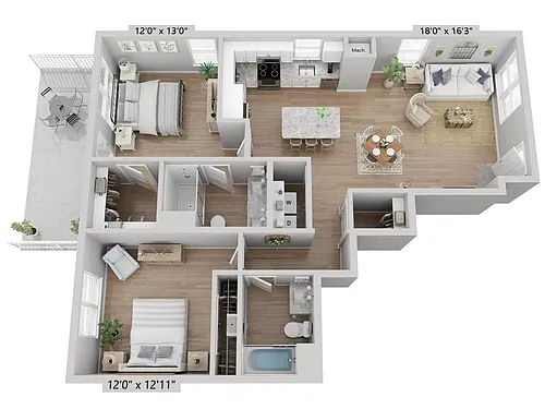 Floor plan 2BR 2 Bath Waitlist Only