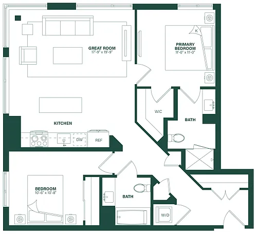 Floor plan 2 Bed/2 Bath-2E
