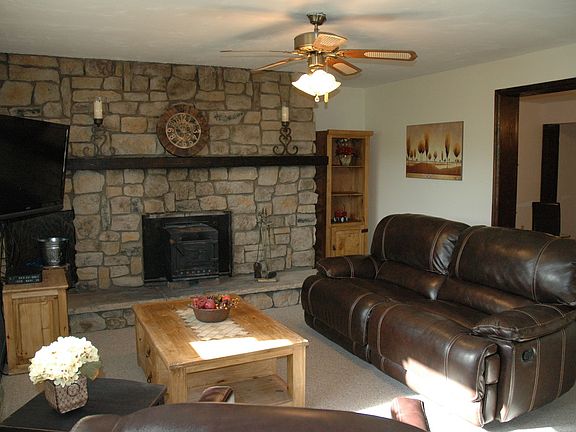 Stone Fireplace with Wood Burning Stove