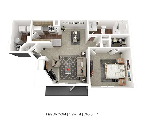 Floor plan One Bedroom - 710 sqft