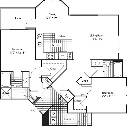 Floor plan Two Bed B-3 - Phase II