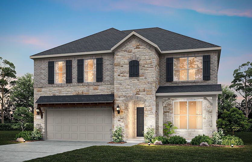 The Sondra, a two-story home with 2-car garage, shown as Home Exterior D
