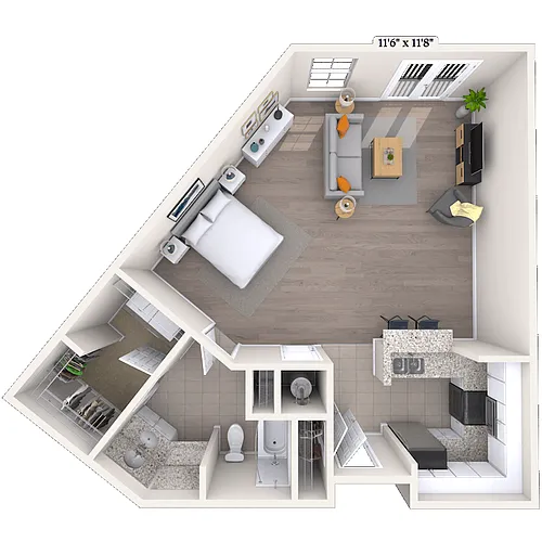 Floor plan Studio 0x1 742 SF