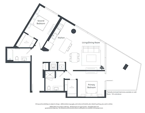 Floor plan 2 Bed - 2 Bath | b01