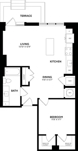 Floor plan Junior 1 Bed/ 1 Bath-A02P