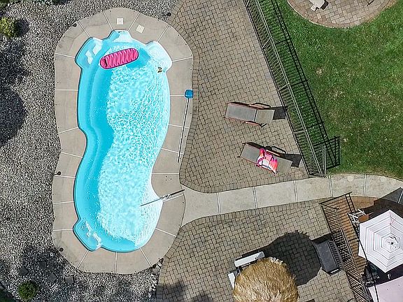 drone view of pool