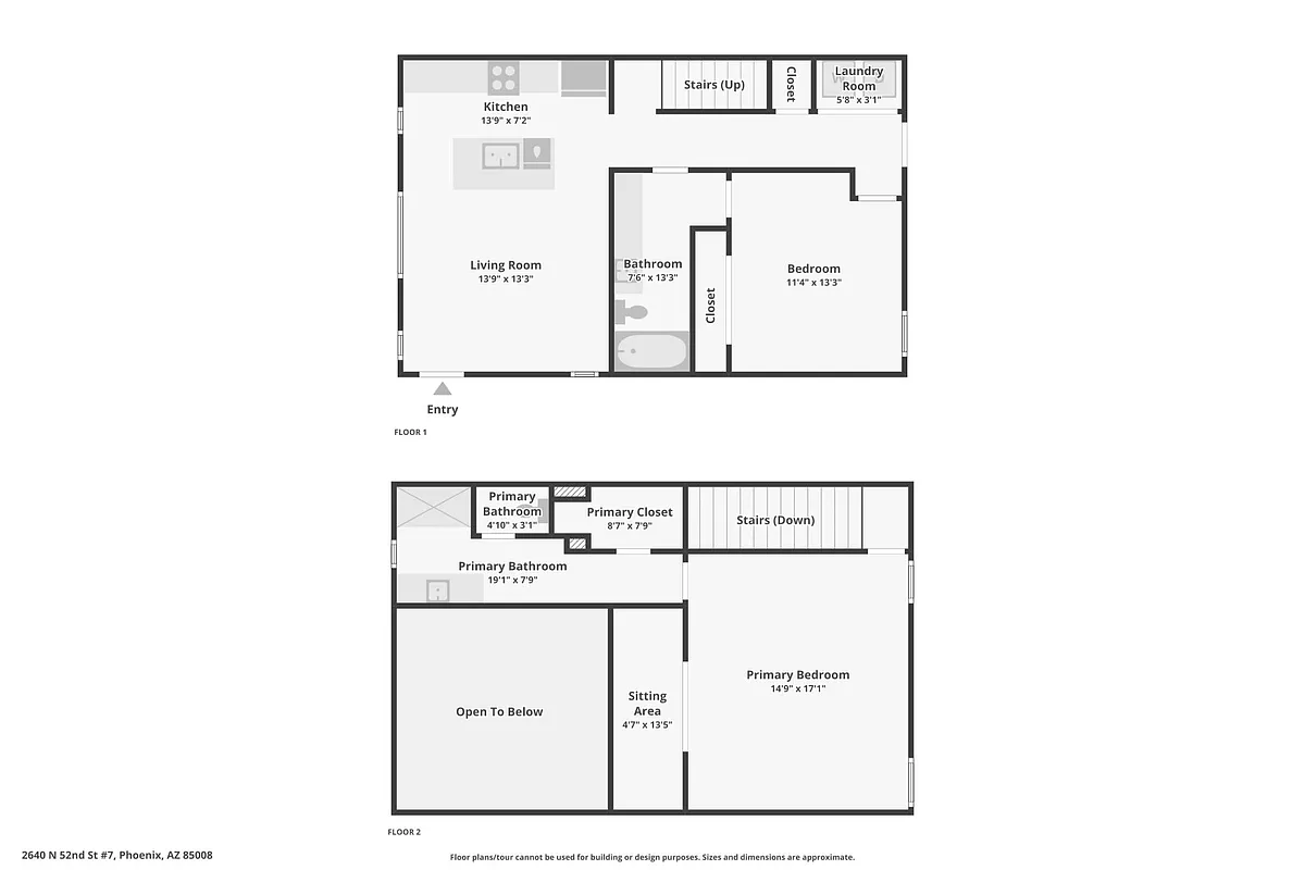 Floor plan 2 Bed 2 Bath With Yard Space