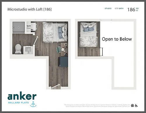 Floor plan Standard Microstudio with Loft