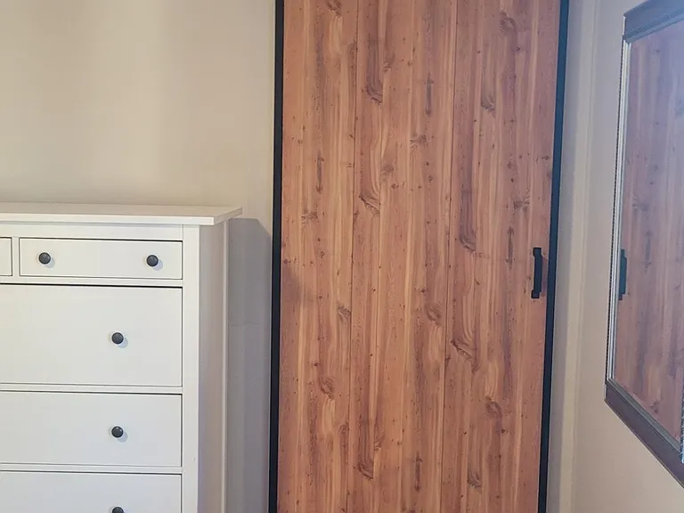 Check out this custom barn door to the master bath!