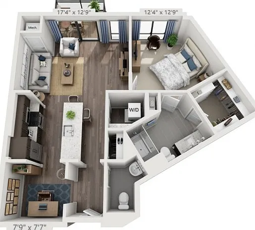 Floor plans are artist's rendering. All dimensions are approximate. Actual product and specifications may vary in dimension or detail. Not all features are available in every apartment. Prices and availability are subject to change. Floor plans are artist