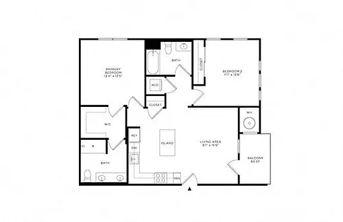 Floor plan 2A w/ Balcony