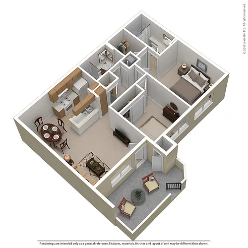 Floor plan 2 Bed 2 Bath (D)