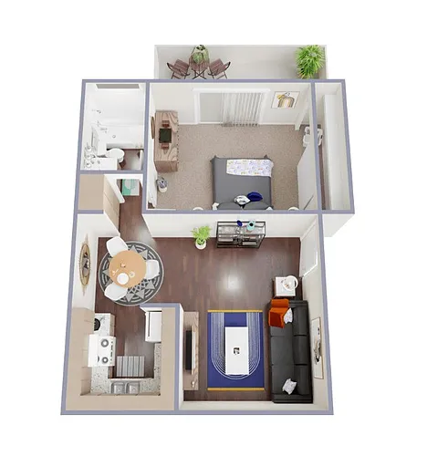 Floor plan 1 Bedroom 1 Bathroom - Renovated Units
