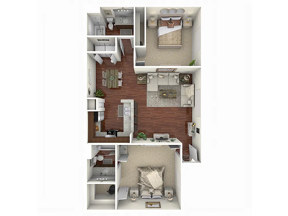 Floor plan 2 Bed, 2 Bath B Upgraded