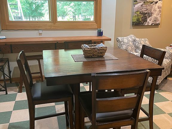 Counter height table and work area allow you to enjoy farm views while seated.