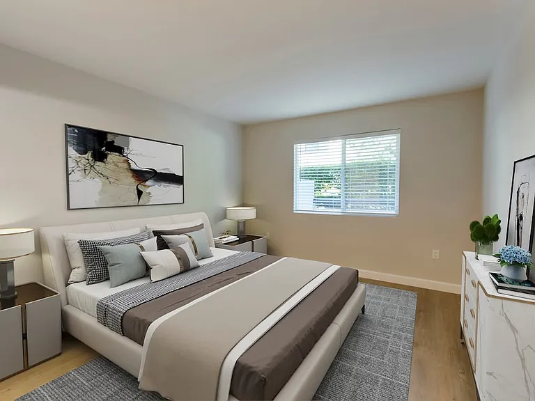 Bedroom with hard surface flooring