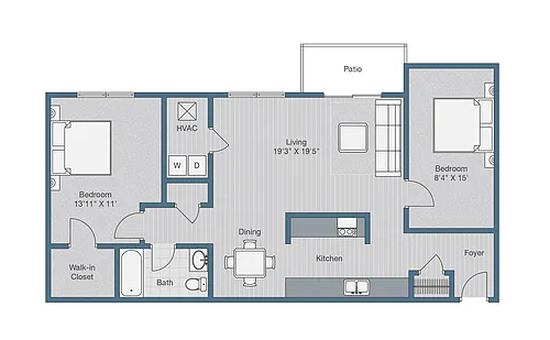 Floor plan 1x1 854 Sq ft