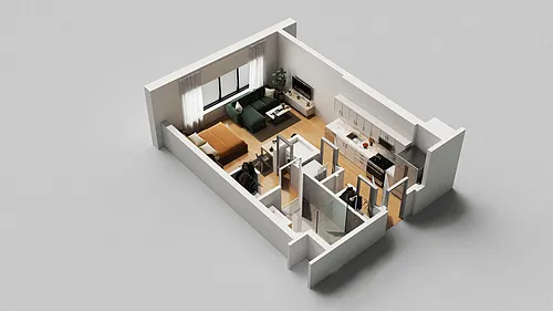 Floor plan S2 Studio One Bathroom