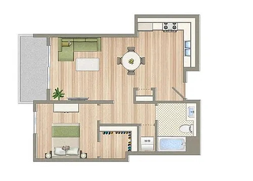 Floor plan One Bedroom One Bathroom