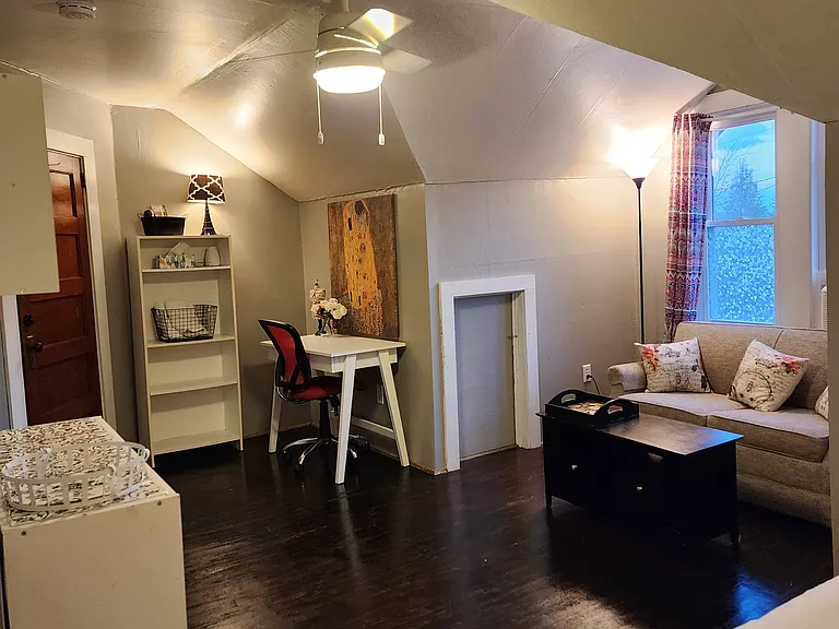 Desk area & Lane loveseat under windows