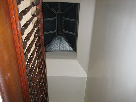 Skylight on top floor hallway