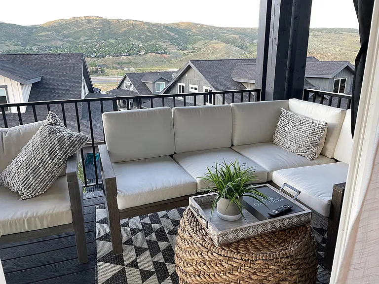 Expansive covered deck with stunning views