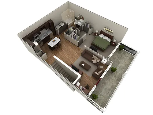 Floor plan 1 BR Designer Overlook
