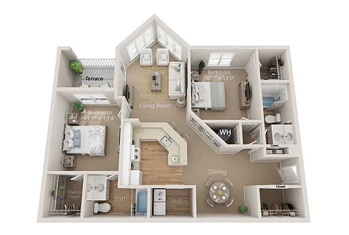 Floor plan Bridgewater 2x2