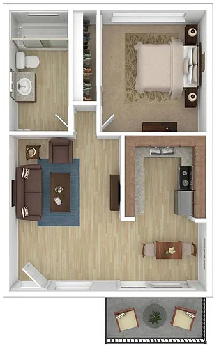 Floor plan 1BR, 1 BA