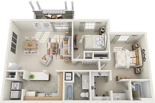 Floor plan Two Bedroom Two Bath