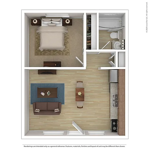 Floor plan 1 Bedroom / 1 Bath