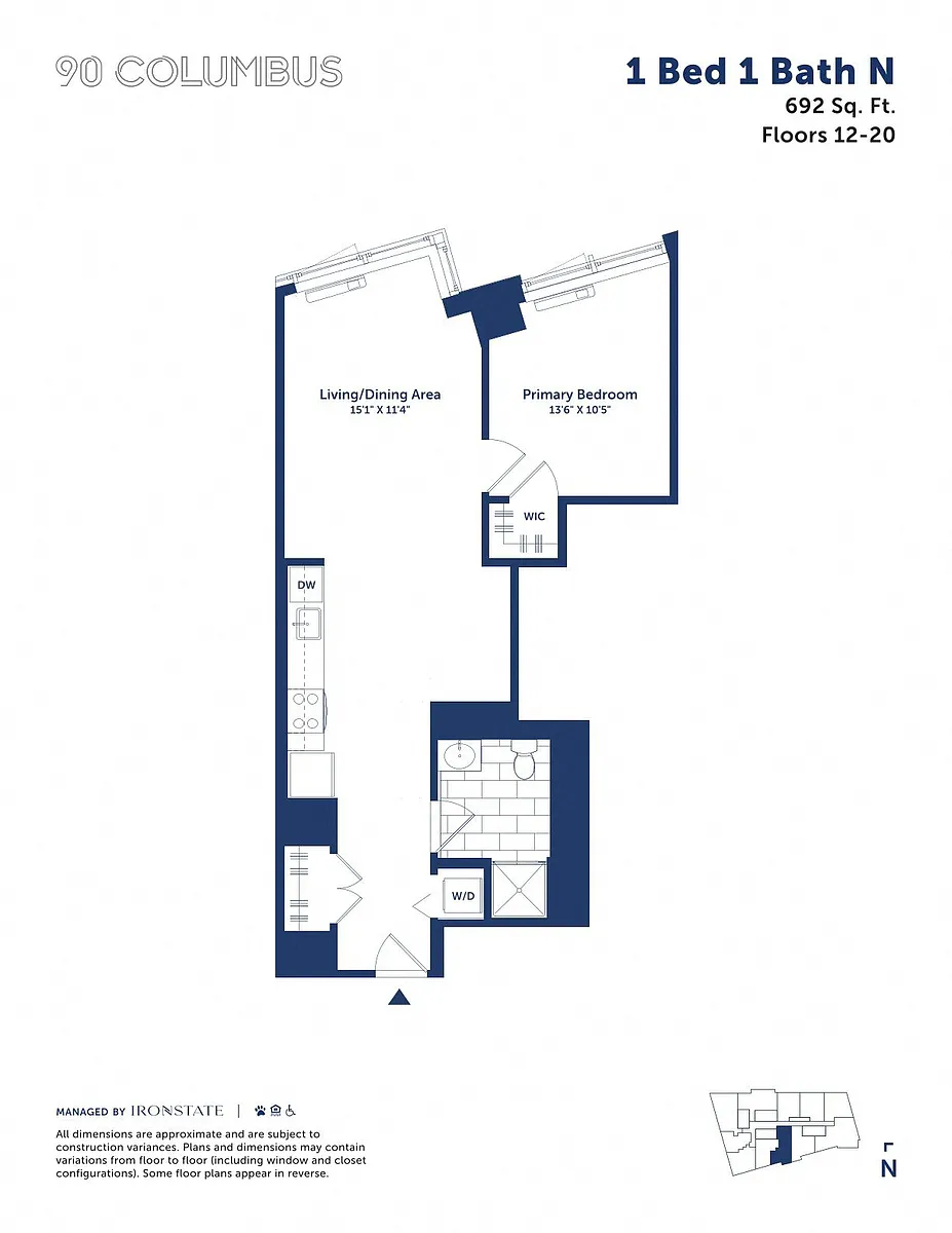 Floor plan 1 Bed 1 Bath N