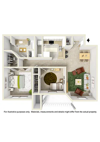 Floor plan Medium Two Bed One Bath