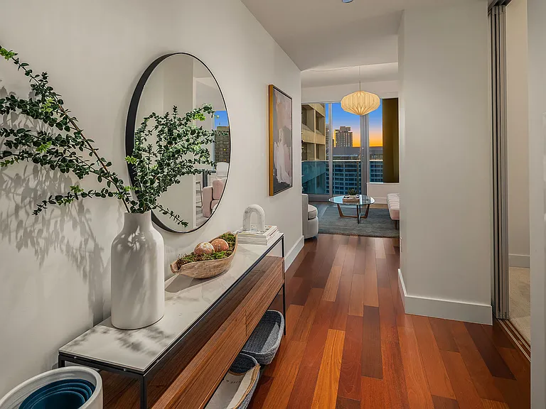 Entry with Room & Board console storage and hooks.