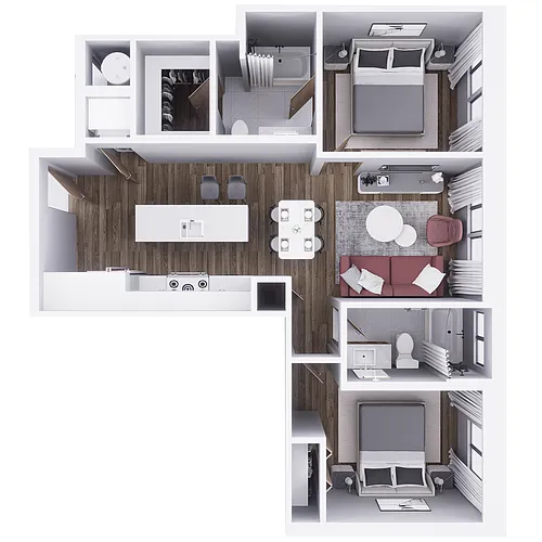 Floor plan 2 x 2 - B2 849 SQ FT