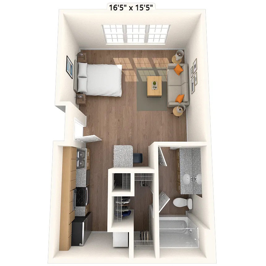 Floor plan Studio 0x1 489 SF