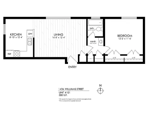 Floor plan Williams 1 Bed x 1 bath