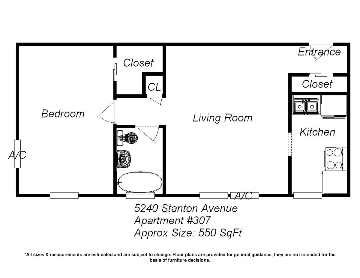 Floor plan 5240 Stanton Ave - 307 - Available 6-17-26