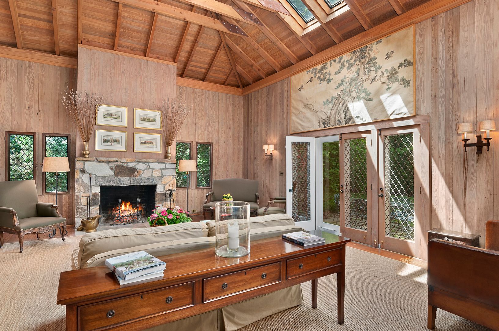  Great Room Wood-Burning Fireplace with Stone Surround