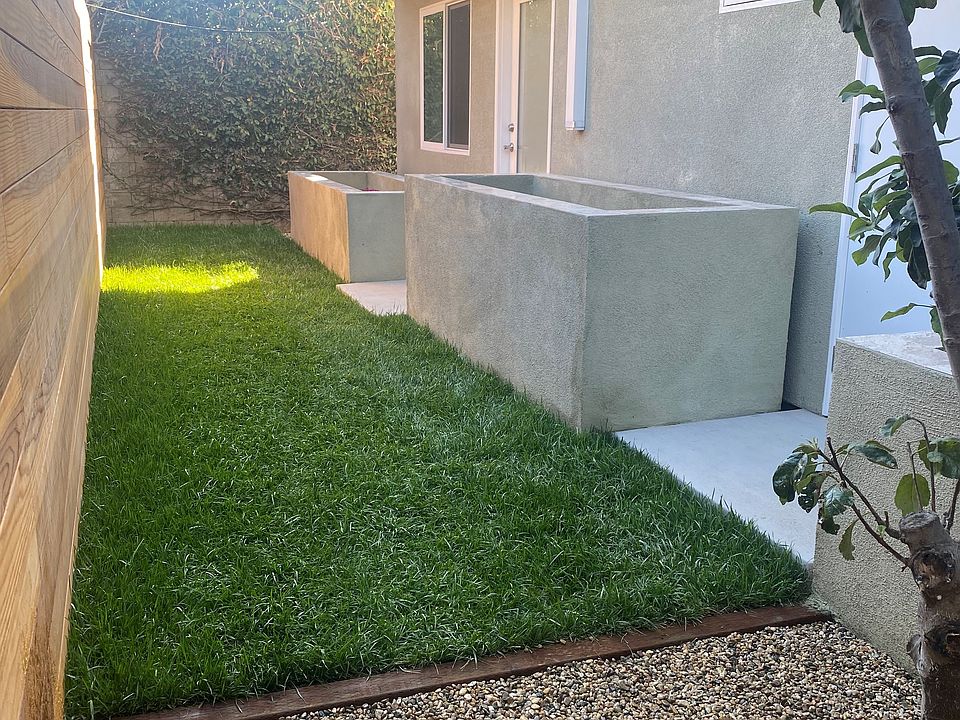 Front yard - Beautiful tall fescue lawn. The lawn is small, but good for the dog early in the morning. Three oversized planters for flowers, vegetables, you decide. Golden Dorset apple tree.